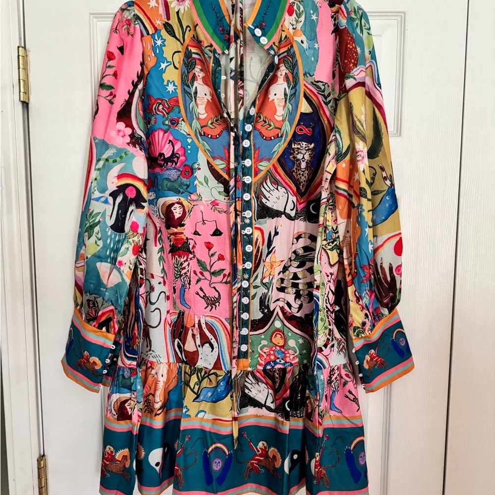 Colorful Patterned Long Sleeve Dress